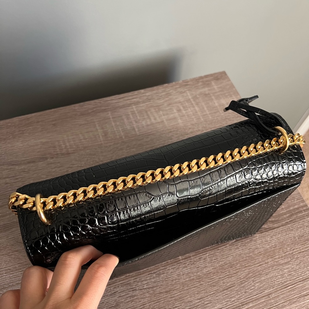 Saint Laurent Sunset Crossbody Bag Crocodile Embossed Leather Large - Picture 4 of 11